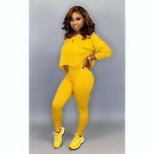 Load image into Gallery viewer, Running Set 2Pcs Women Sportswear Spandex Solid Loose Crop Long Sleeve Pullover Sports Top + Long Pants two piece set